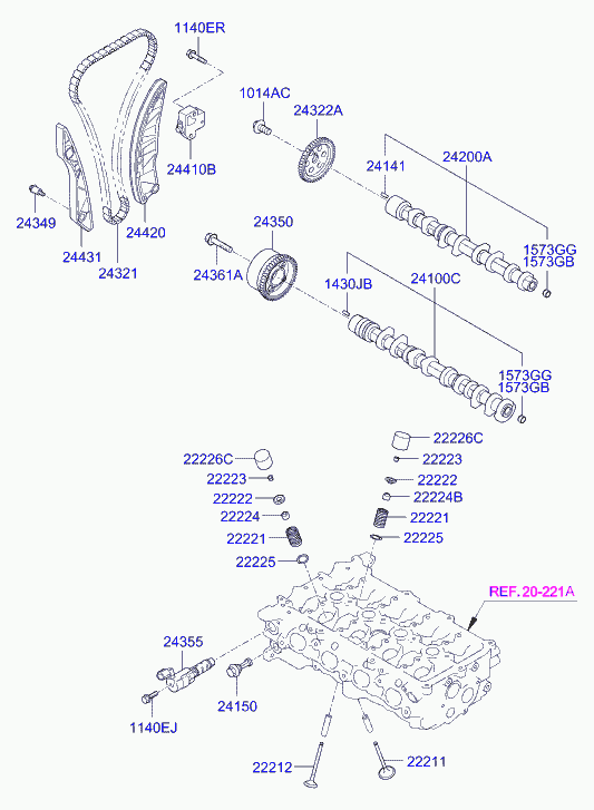 Hyundai 24410-2B000 - Комплект цепи привода распредвала avtokuzovplus.com.ua