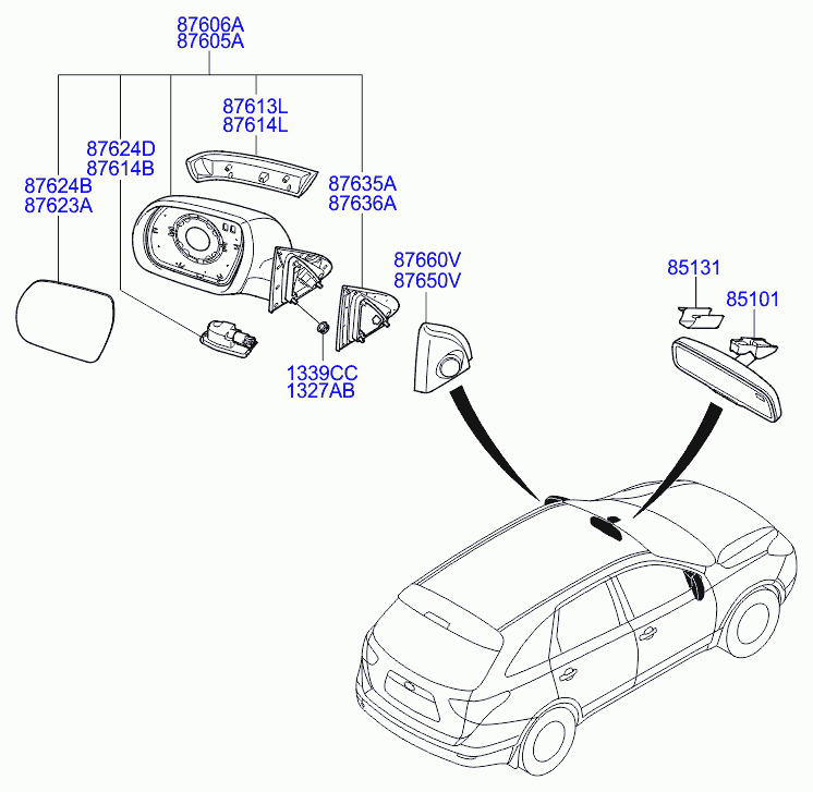 Hyundai 876103J180 - Наружное зеркало avtokuzovplus.com.ua