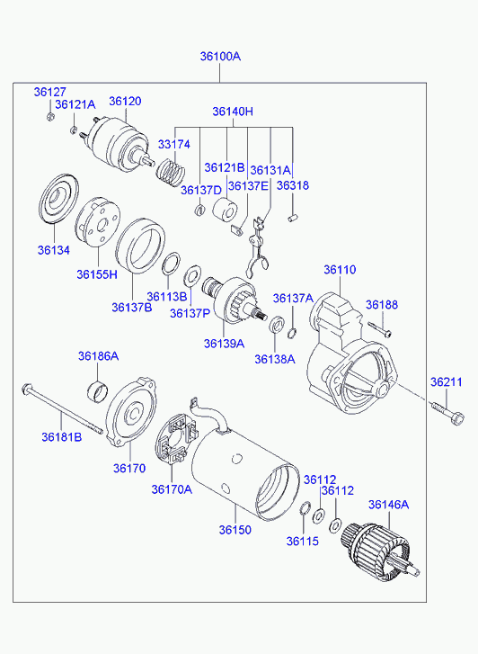 KIA 361003A100 - Стартер autocars.com.ua