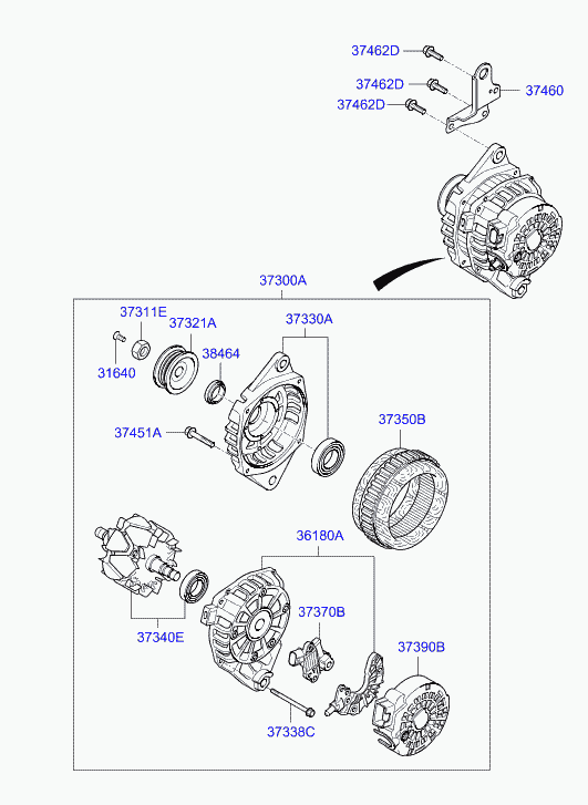 Hyundai 3730003815 - Генератор autocars.com.ua