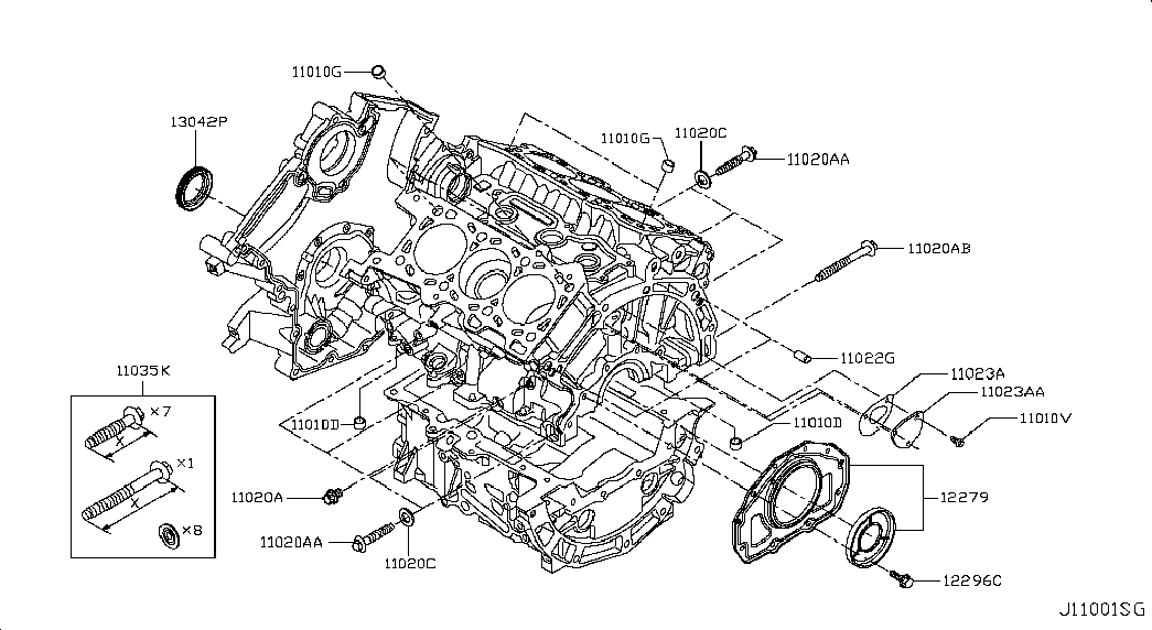 NISSAN 12279-00Q0B - Ущільнене кільце, колінчастий вал autocars.com.ua