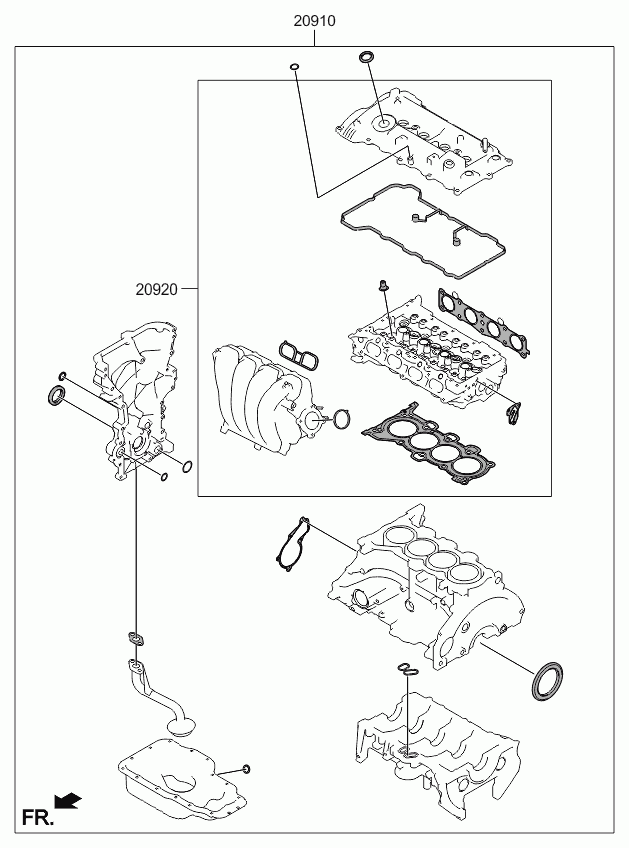 KIA 20920-2EH00 - Комплект прокладок, головка циліндра autocars.com.ua