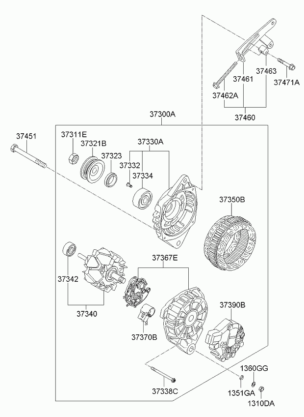 KIA 3737022651 - Генератор avtokuzovplus.com.ua