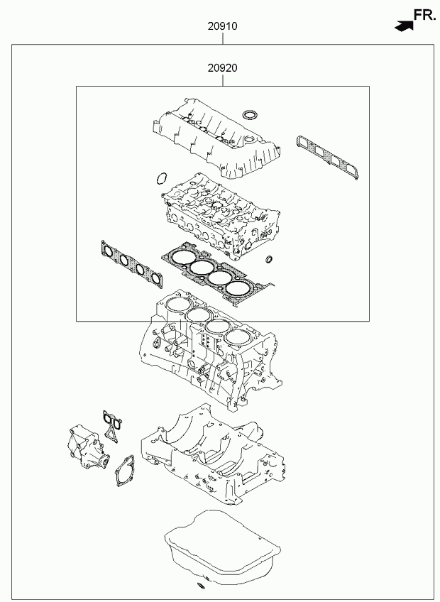 KIA 20910-2GJ01 - Комплект прокладок, двигун autocars.com.ua