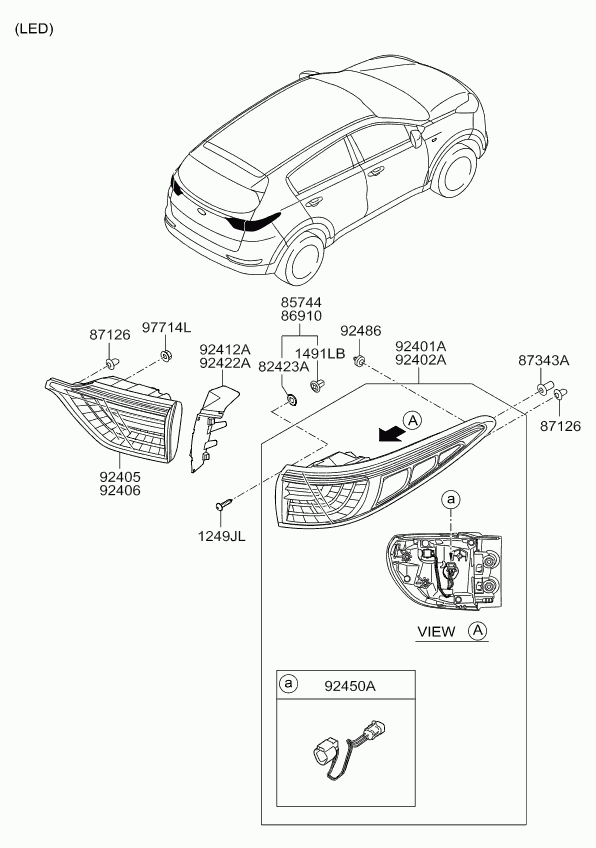 KIA 92405F1100 - Фонарь задній autocars.com.ua