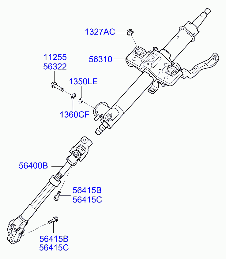 Hyundai 56400-0U400 - Вал сошки рульового управління autocars.com.ua