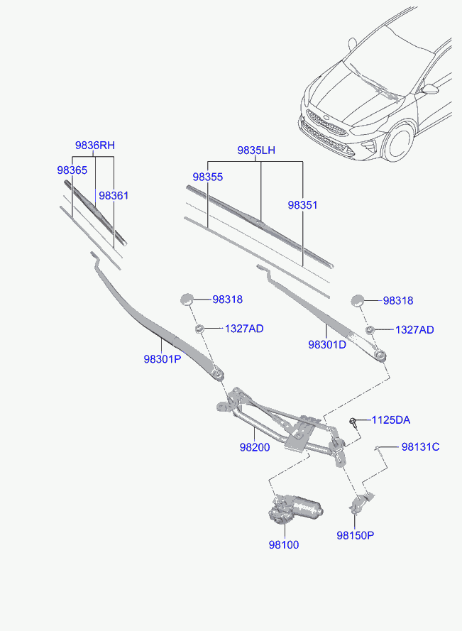 Hyundai 98360-J7000 - Blade assy - wiper, passenger autocars.com.ua