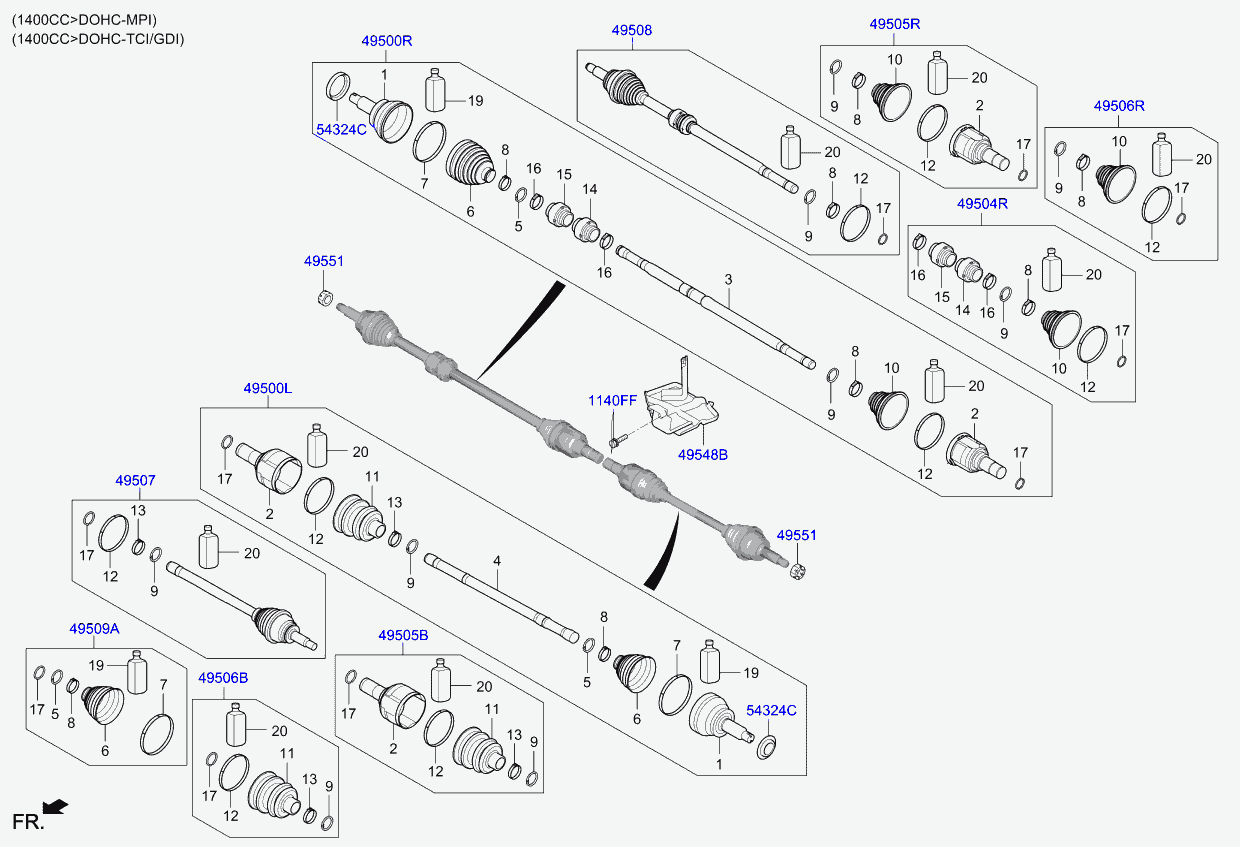 Hyundai 49500G4500 - Shaft assy - drive, lh autocars.com.ua