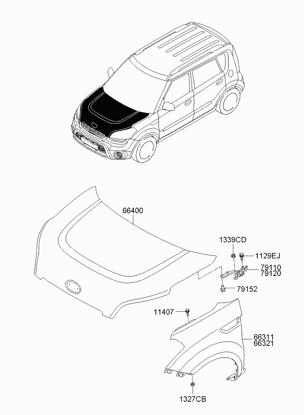 KIA 791202K000 - Шарнір, капот autocars.com.ua