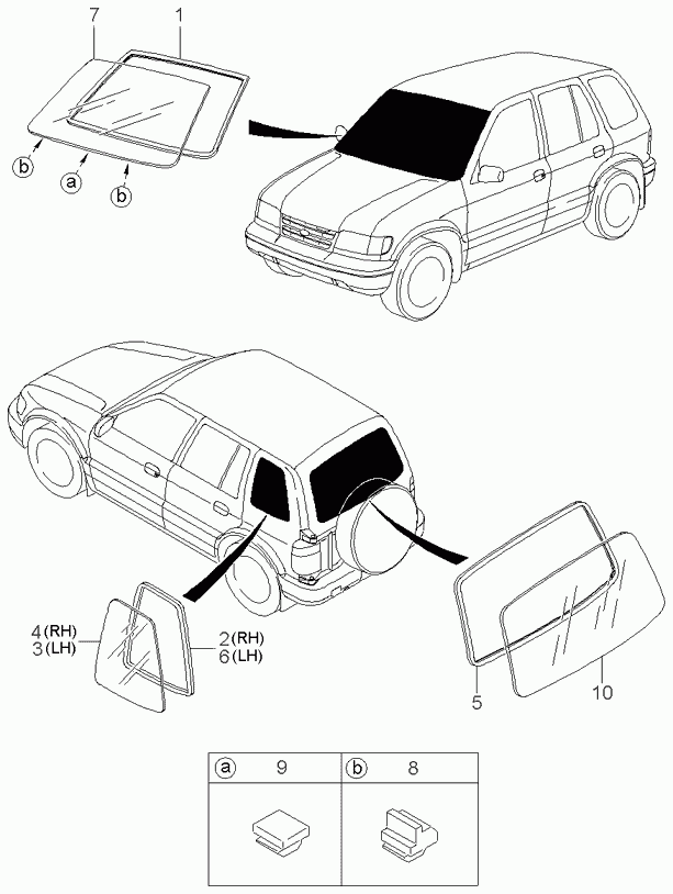 KIA 0K01962951A - Бокове вікно autocars.com.ua