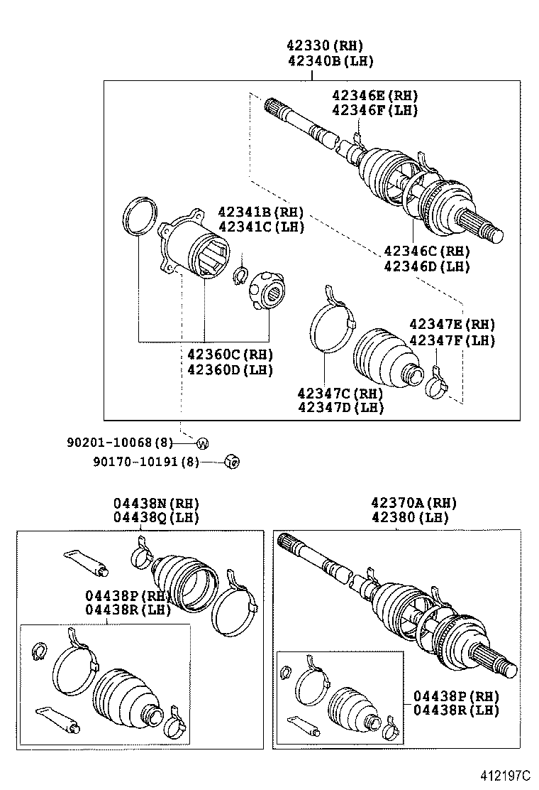 TOYOTA 4234028090 - Шарнірний комплект, ШРУС, приводний вал autocars.com.ua