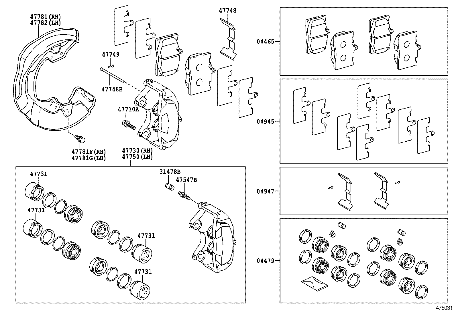 TOYOTA 0446530470 - Гальмівні колодки, дискові гальма autocars.com.ua