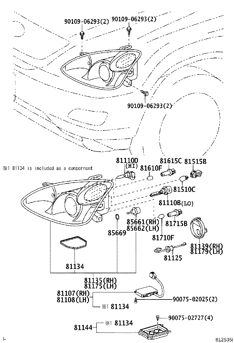 TOYOTA 81107-48180 - COMPUTER SUB-ASSY, HEADLAMP LIGHT CONTROL, RH avtokuzovplus.com.ua