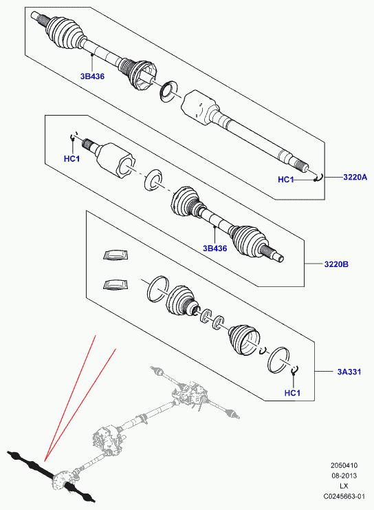 Land Rover LR048167 - Шарнир, ШРУС, приводной вал avtokuzovplus.com.ua