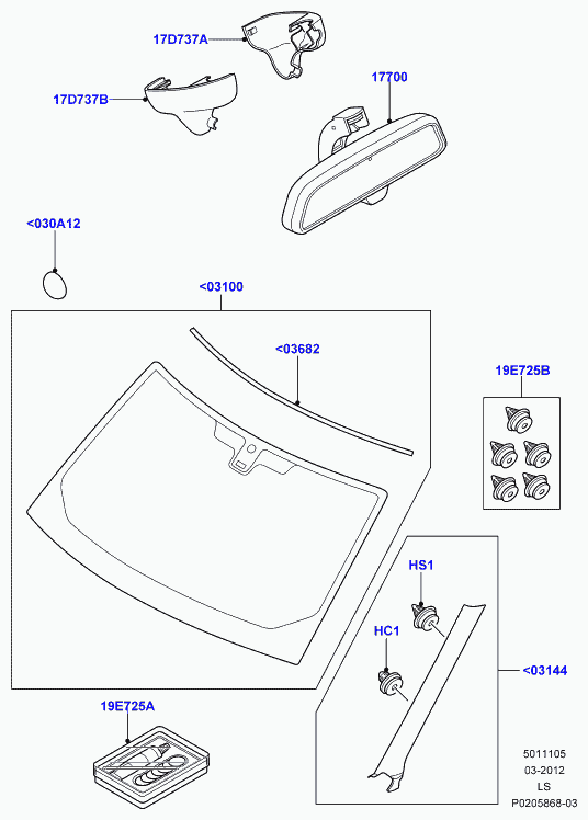 Land Rover LR 031186 - Облицювання / захисна накладка, вітрове скло autocars.com.ua