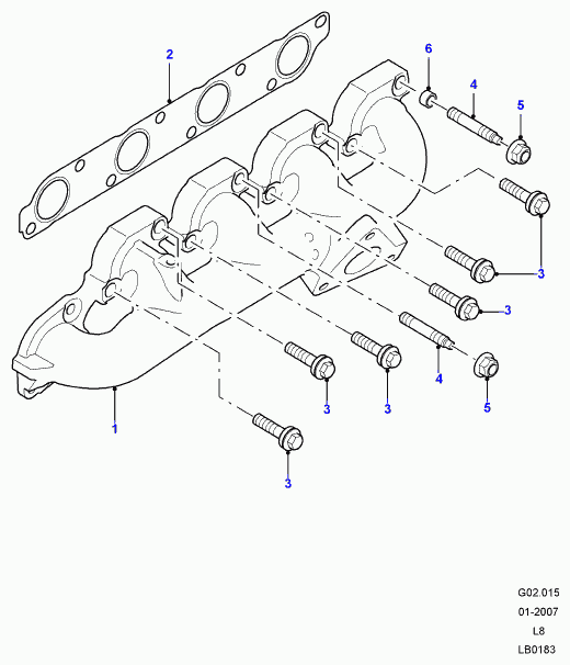 Rover LR004393 - Прокладка, випускний колектор autocars.com.ua