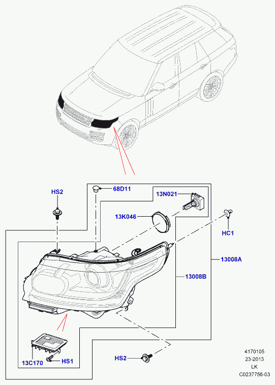 Land Rover LR014114 - Попередньо включений прилад, газорозрядна лампа autocars.com.ua