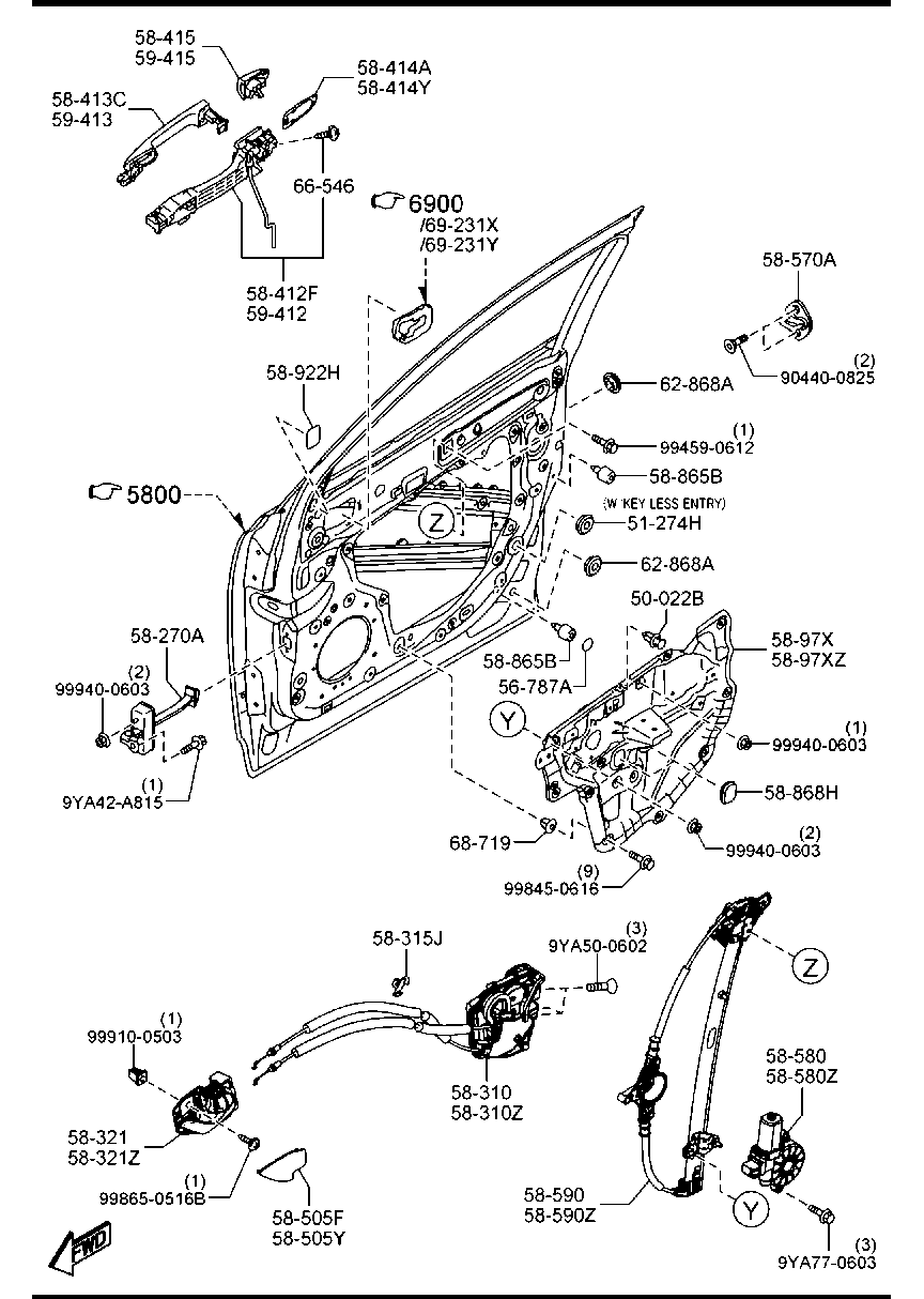 MAZDA KD53-58-590 - Стеклоподъемник avtokuzovplus.com.ua