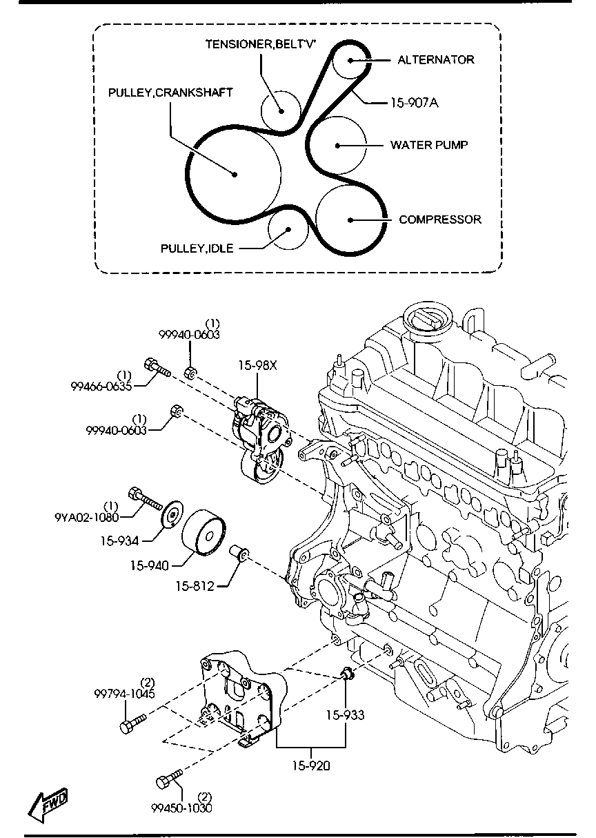 MAZDA R2AX-15-909 - Поликлиновой ремень avtokuzovplus.com.ua