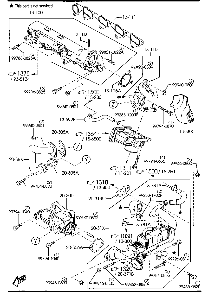 MAZDA R2AA-13-111 - Прокладка, впускний колектор autocars.com.ua