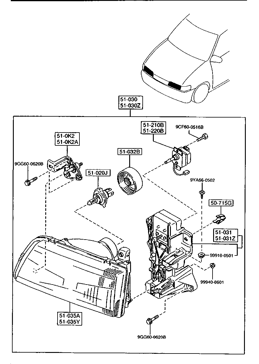 MAZDA 8BL8-51-040 - Основна фара autocars.com.ua