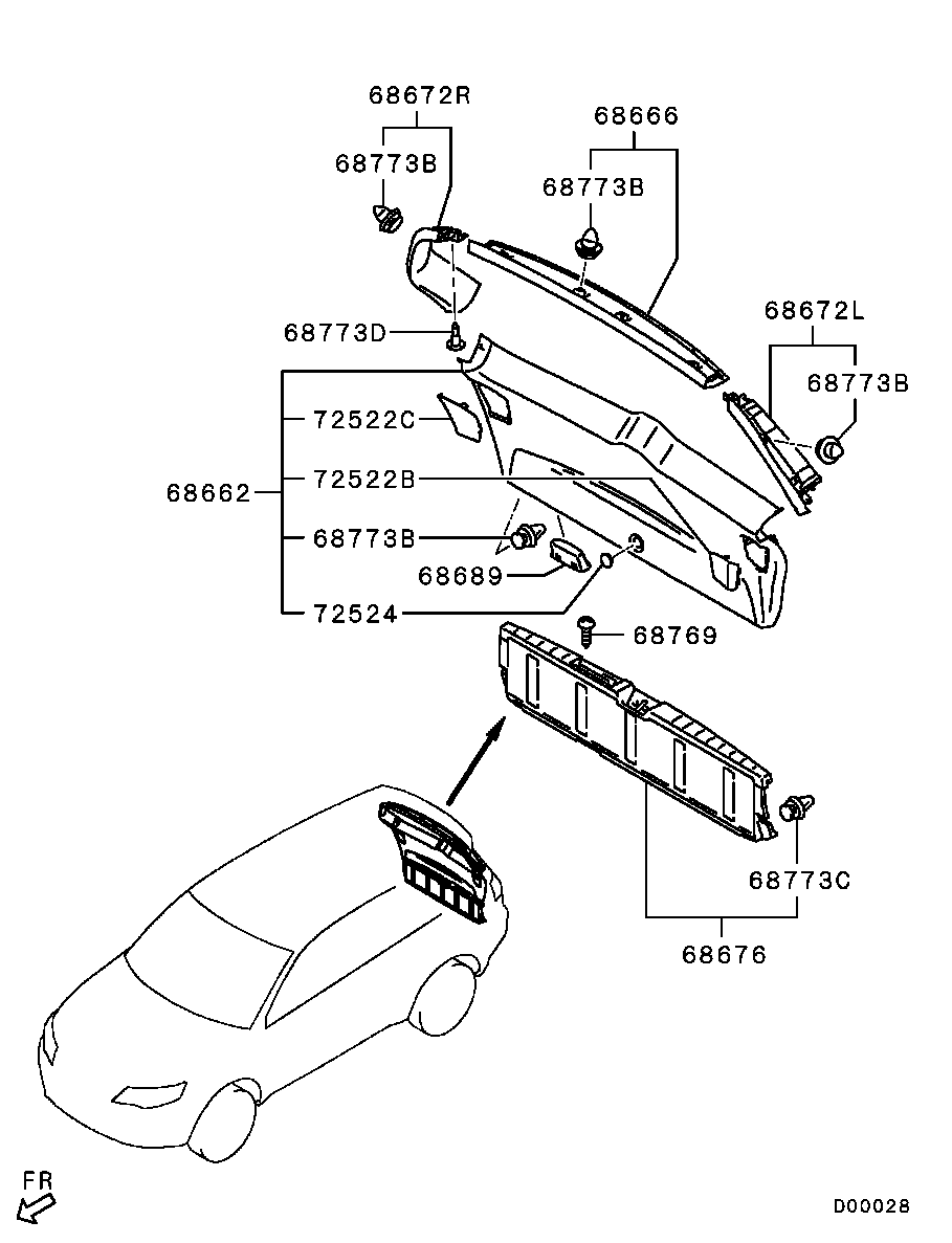 Mitsubishi MR532894 - CLIP,FR DOOR TRIM autocars.com.ua