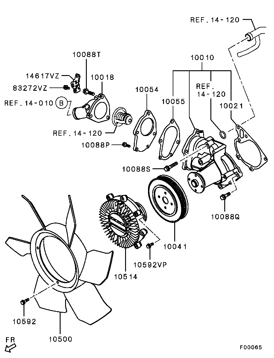 Mitsubishi 1305A033 - Прокладка, водяний насос autocars.com.ua