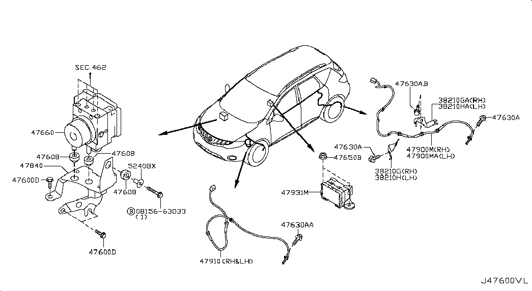 NISSAN 47901-1AA0B - Датчик ABS, частота обертання колеса autocars.com.ua