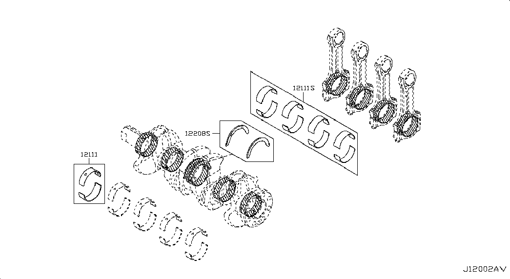 NISSAN 12117-00Q0C - Комплект підшипників колінчастого вала autocars.com.ua