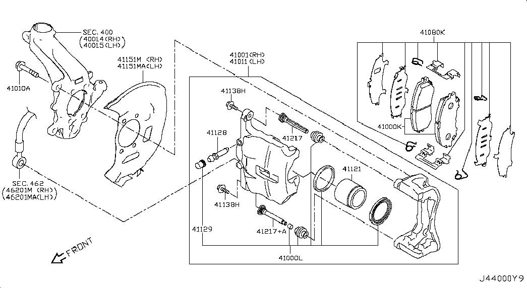 NISSAN 410114BA0C - Гальмівний супорт autocars.com.ua