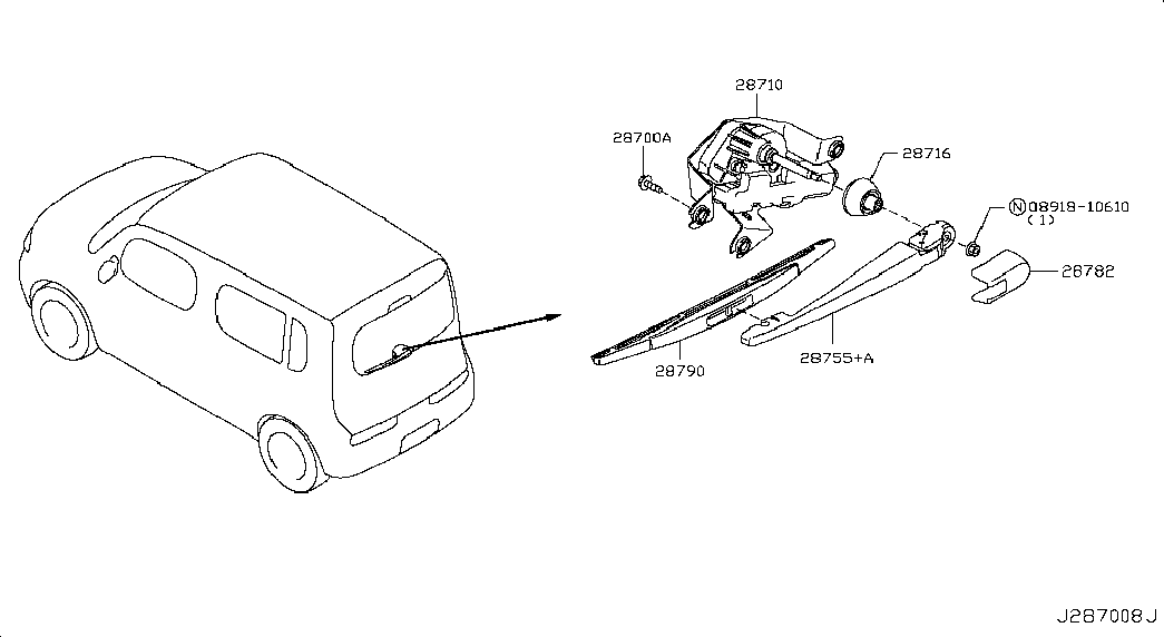 NISSAN 287821FC0A - Важіль склоочисника, система очищення вікон autocars.com.ua