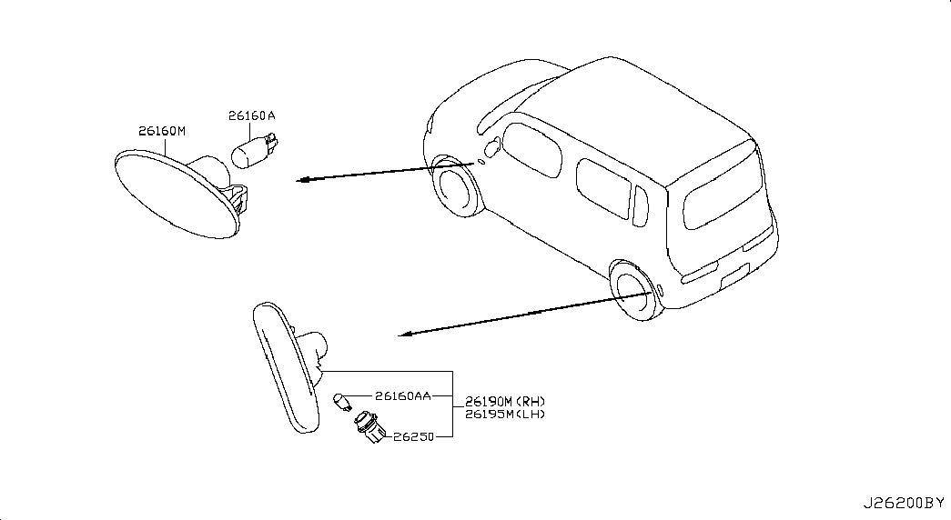 NISSAN 261608990A - Фонарь указателя поворота avtokuzovplus.com.ua