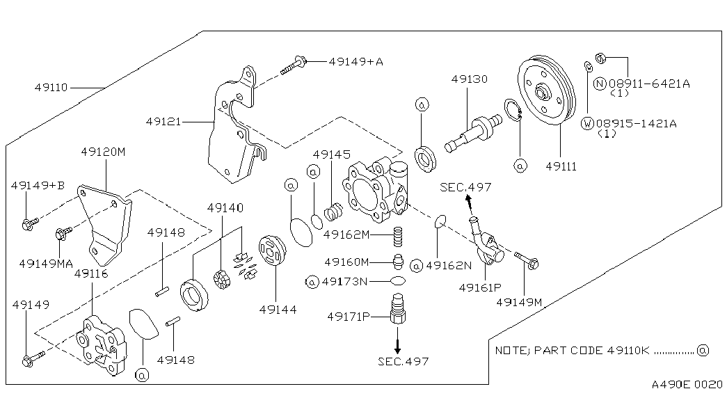 NISSAN 49110-1N700 - Гідравлічний насос, рульове управління, ГУР autocars.com.ua