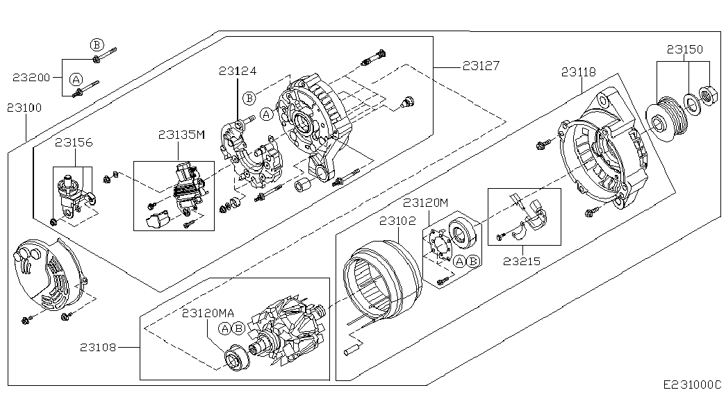 NISSAN 23100-BU015 - Генератор avtokuzovplus.com.ua