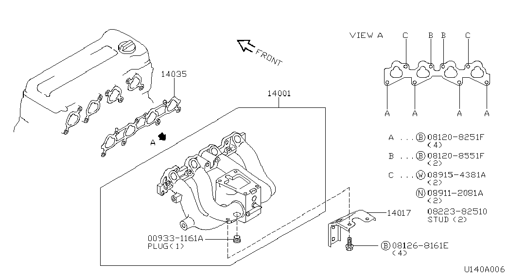 NISSAN 14035-99B00 - Прокладка, впускний колектор autocars.com.ua