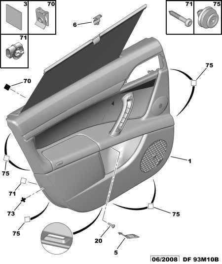 Карта двери пежо 308