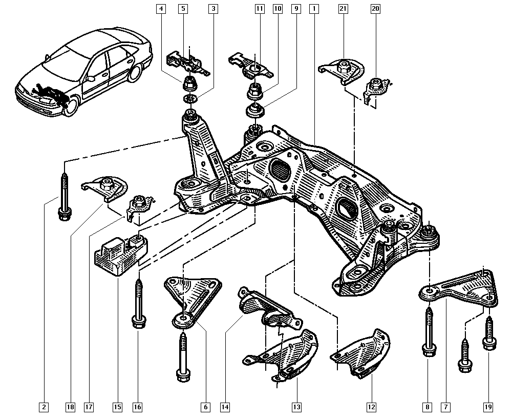 Подрамник логан схема