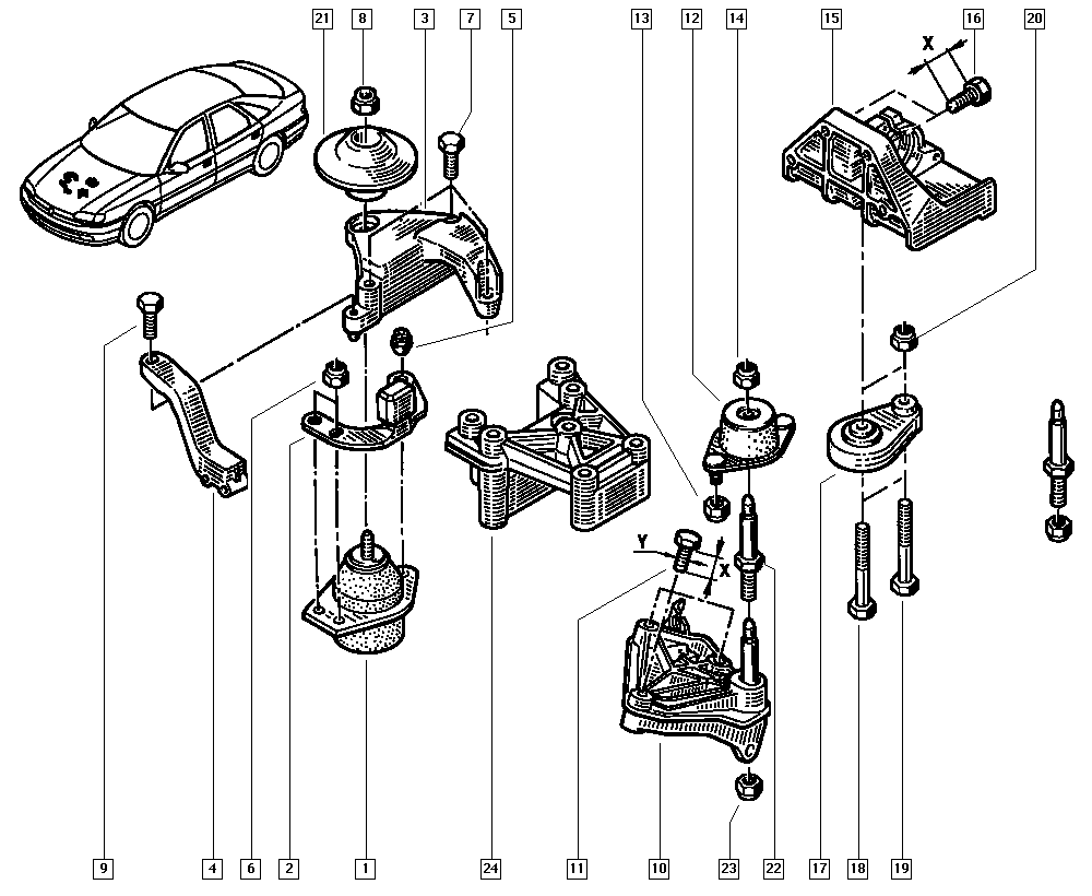 RENAULT 7700833302 - Подушка, підвіска двигуна autocars.com.ua