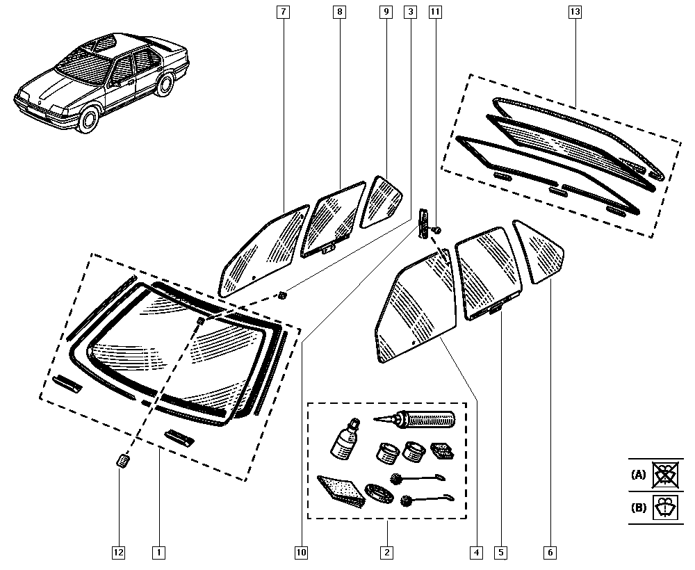 RENAULT 7700780543 - Бокове вікно autocars.com.ua