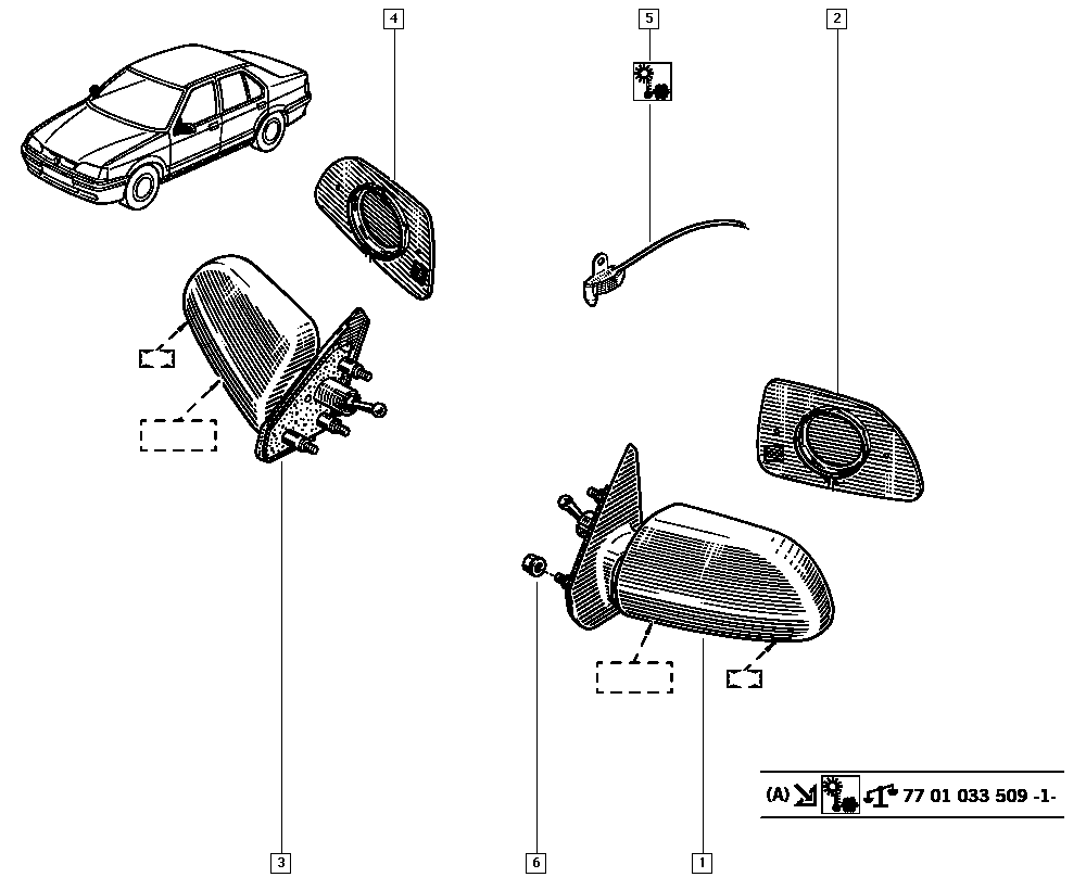 RENAULT 7701033801 - Зовнішнє дзеркало autocars.com.ua