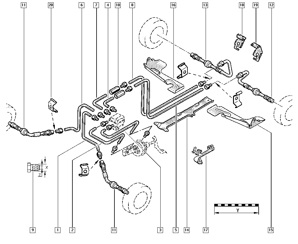 Схема тормозных трубок рено лагуна 1 - 80 фото