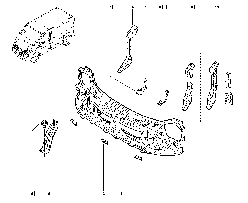 RENAULT 8200521859 - Супорт радиатора, передняя планка avtokuzovplus.com.ua