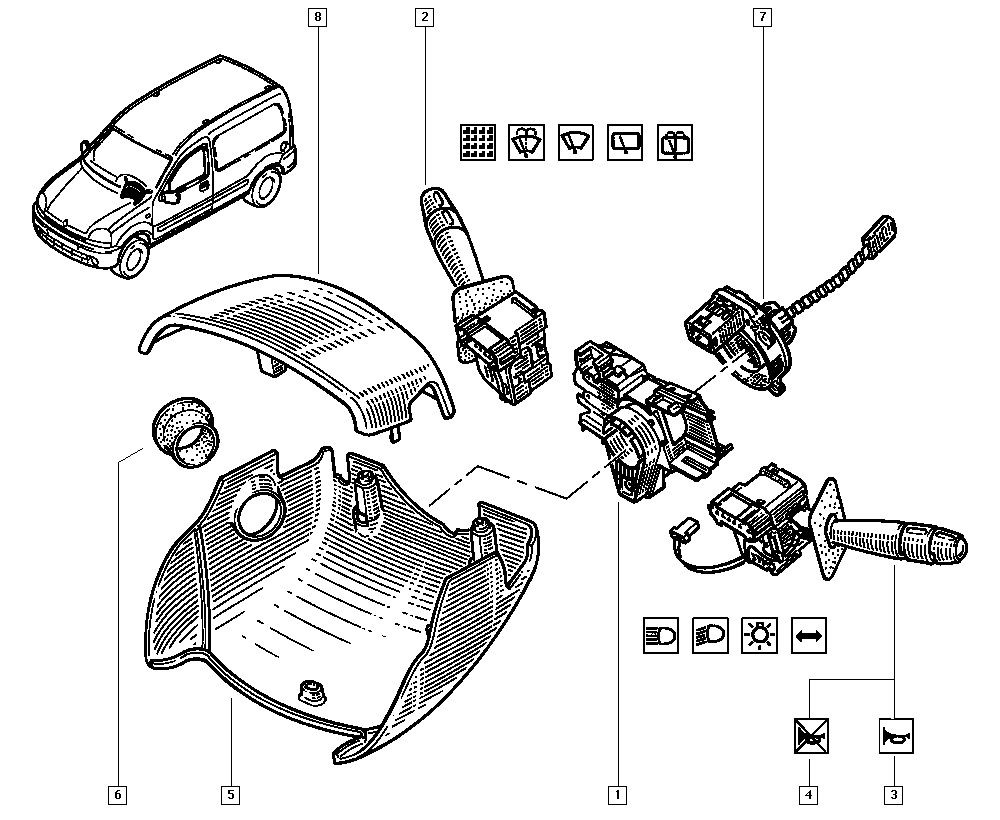 RENAULT 7701053057 - Вимикач на рульовій колонці autocars.com.ua