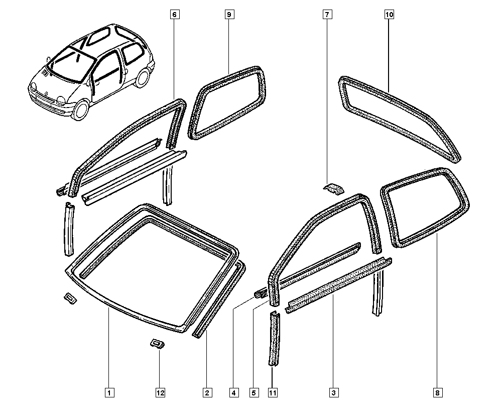 RENAULT 7700 821 901 - Комплект рамки вітрового скла autocars.com.ua