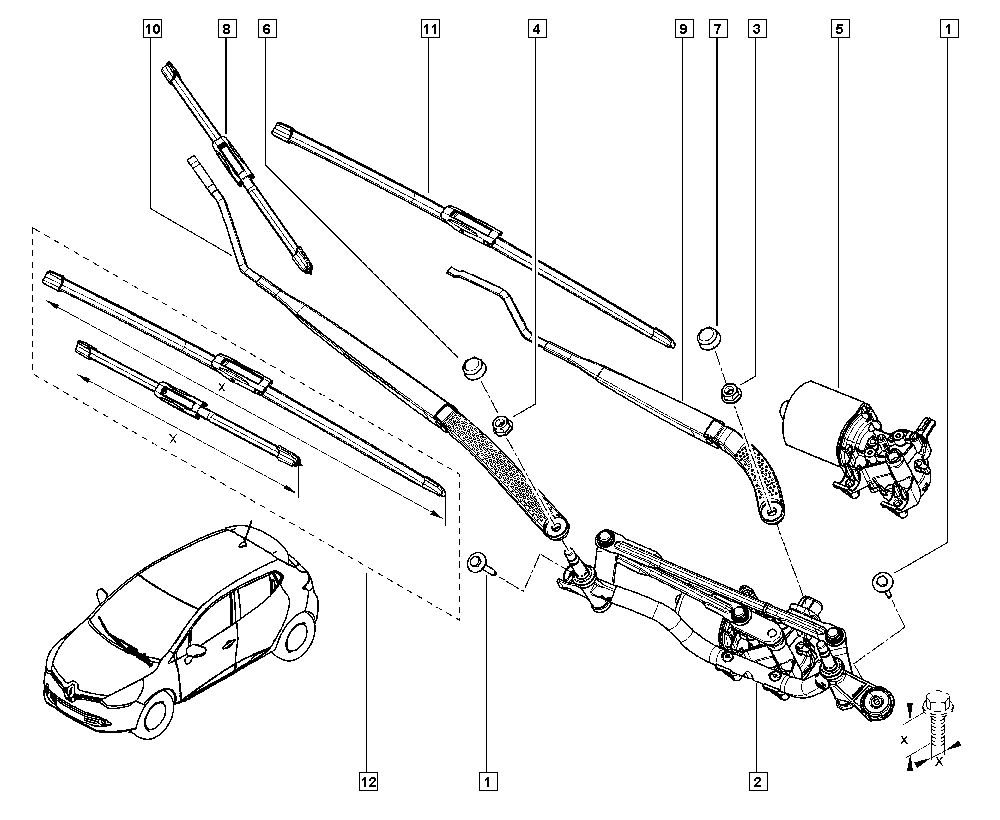 RENAULT 288008961R - Система тяг і важелів приводу склоочисника autocars.com.ua