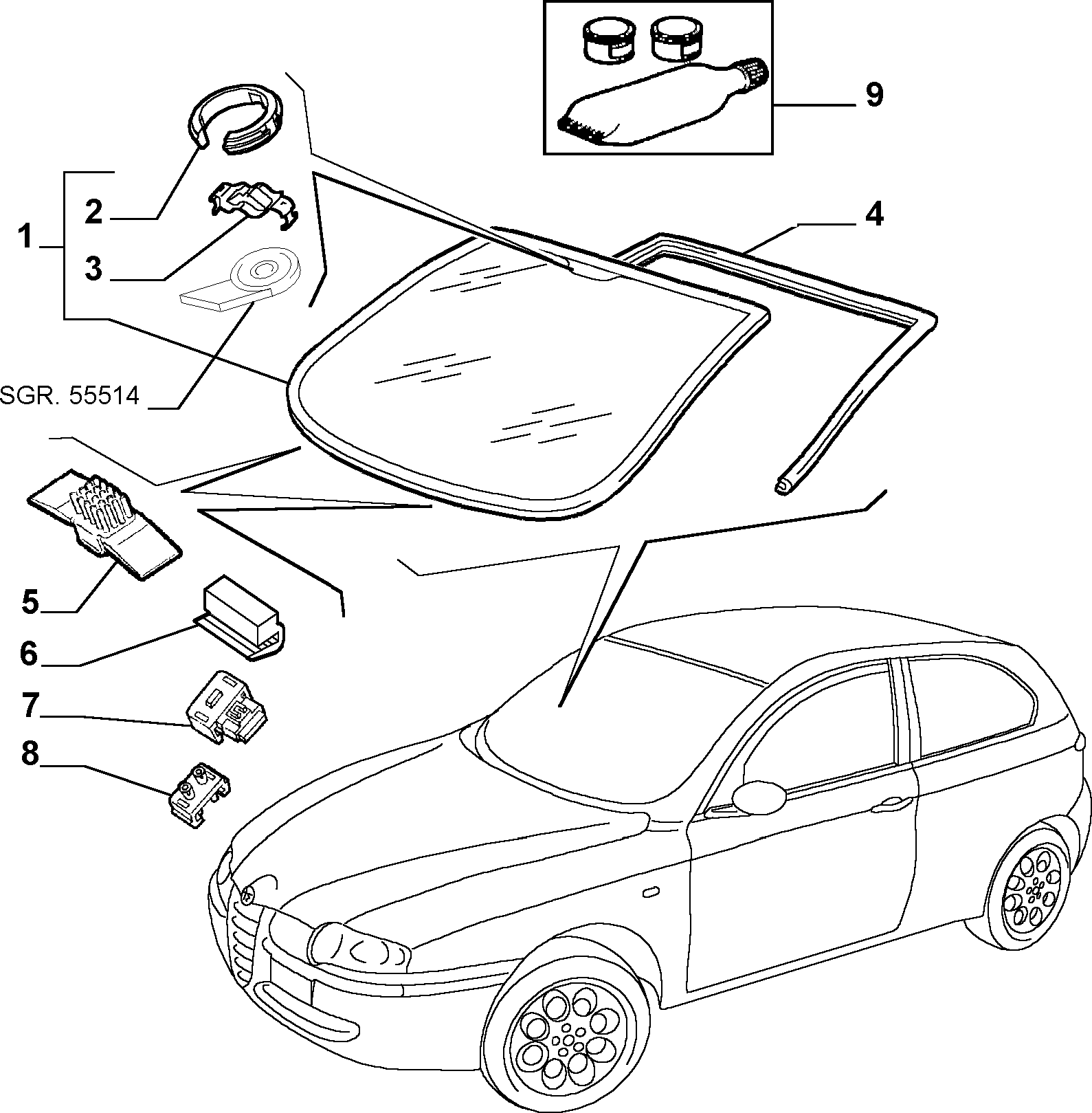 Alfa Romeo 46795551 - Комплект рамки вітрового скла autocars.com.ua