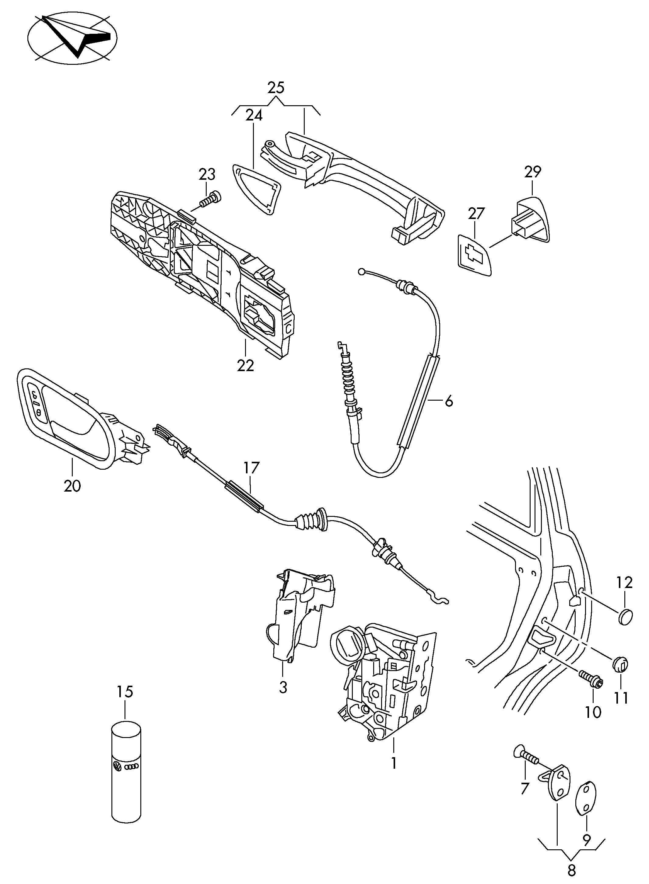 AUDI 5E0 839 015 - Замок двері autocars.com.ua