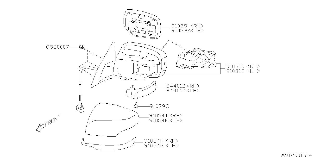 Subaru 91039AJ130 - Зеркальное стекло, наружное зеркало avtokuzovplus.com.ua