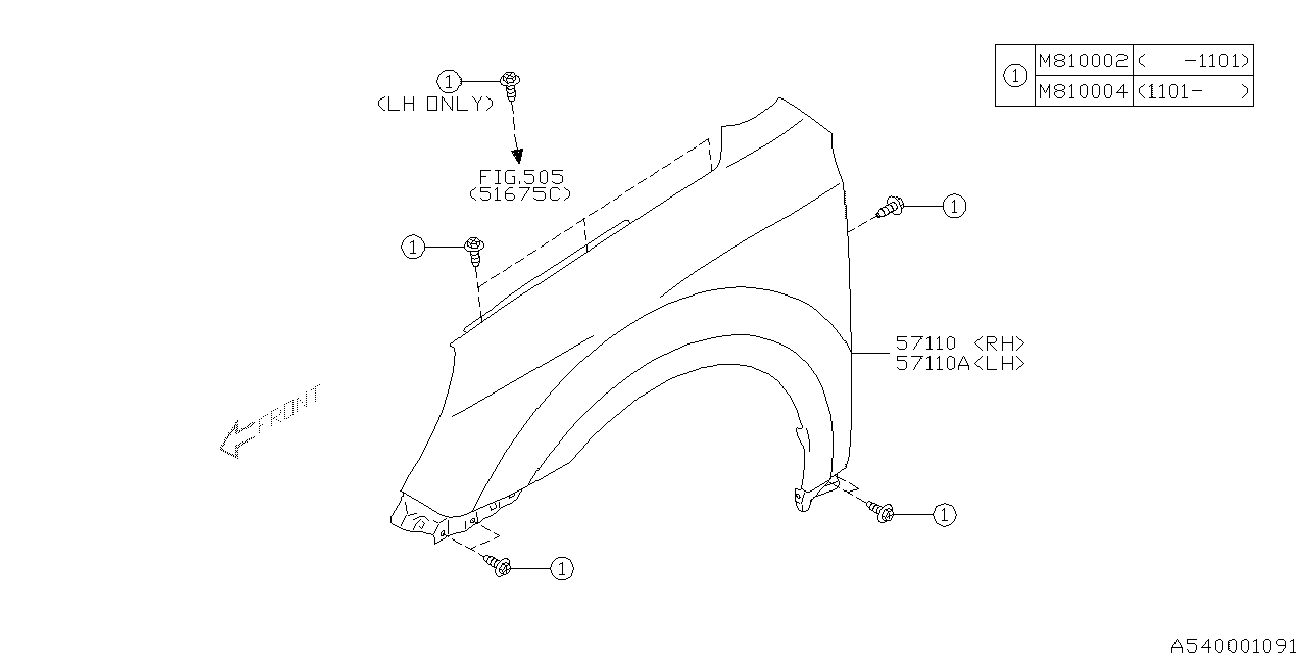 Subaru 57120AJ0509P - Крыло avtokuzovplus.com.ua