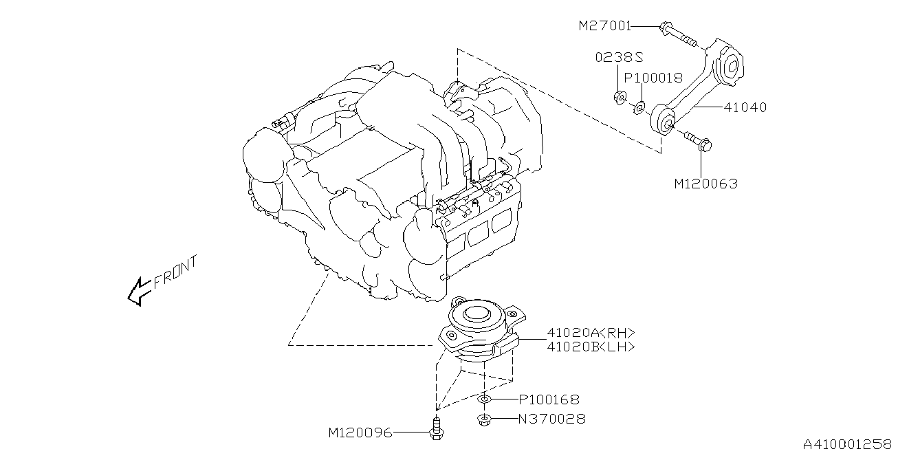 Subaru 41040-AE02A-9E - Подушка, підвіска двигуна autocars.com.ua